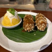 Sorbet and banana fritters #Veganuary at R'Miet in Siem Reap