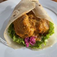 Falafel wrap, a little soggy but decent taste   at Saffron Coffee in Luang Prabang