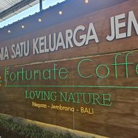Outside of restaurant next to free onsite parking at Fortunate Coffee in Negara