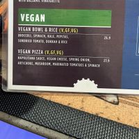 Vegan menu   at Outback Bar And Grill in Coober Pedy