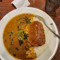 The vegetarian curry with soy meat and spinach at Coco Ichibanya in Hokkaido