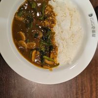 Mushroom and spinach vegetarian garlic at Coco Ichibanya in Hokkaido