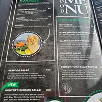 Menu at Jonno's Bistro in Windhoek