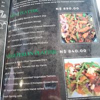 Menu at Jonno's Bistro in Windhoek