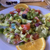 Moroccan salad and olives  at La Rose Des Sables Restaurant Pizzeria in Ouarzazate