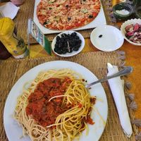 Massive spaghetti portion at La Rose Des Sables Restaurant Pizzeria in Ouarzazate