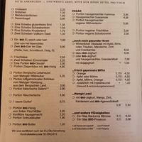 Breakfast menu individual items at Café Bauturm in Cologne