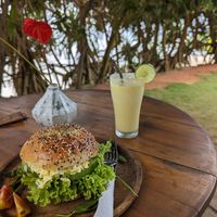 Breakfast bagel and pineapple kurkuma coconut smoothie at Dreamsea Surf Camp Sri Lanka in Ahangama