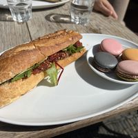 Vegan sandwich + macarons  at La Parisienne Macaronnerie in Freiburg