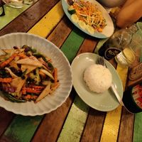 Stir fry with garlic and Tofu and extra Rice   at 11/1 Thaifood & Cocktail in Krabi