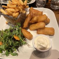 Vegan tofu fingers, fries, salad, and vegan mayo   at Quay Street Kitchen in Galway