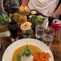 Vegetable curry (non-vegan meal in background) at Quay Street Kitchen in Galway