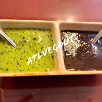 Dips for samosas   at Moon Indian Cuisine in Atlanta