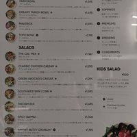 Menu at Crisp Salad Works in Osaka