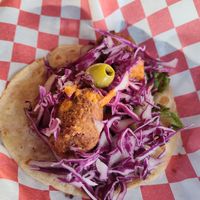 Palmcito-stuffed falafel taco at El Marinero Borracho in San Jose Del Cabo
