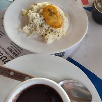 Accidentally vegan pineapple -Coconut rice with plantain and side of black bean at El Marinero Borracho in San Jose Del Cabo