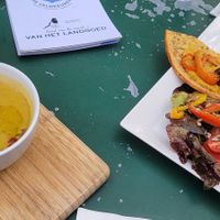vegan soep van de dag, farinata, salade at De Veldkeuken in Bunnik