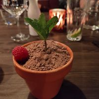 Vegan desser, cherry crumble at Blackstone Steakhouse in Oerebro