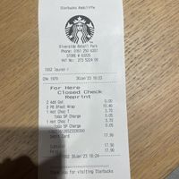Receipt   at Starbucks in Radcliffe