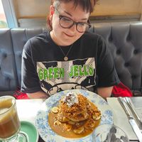 Biscoff pancakes made vegan at Bill's in Leeds