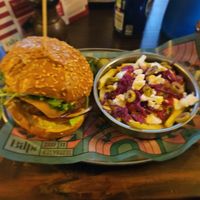 Dirty vegan burger and greek fries at Bill's in Leeds