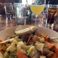 Vegetable Hash with Smoked Onion Broth  at Barbette in Minneapolis