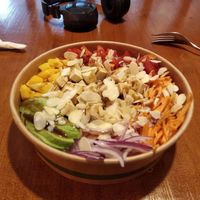 Poke Bowl with rice, mango, tomate, tofu at Sumak Poke in Fuerteventura