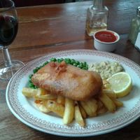 Tofush & chips at Norman's Coach and Horses in London