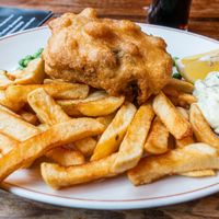 Tofush n Chips at Norman's Coach and Horses in London