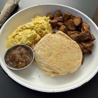 3 Vegan (just egg) breakfast w/ home fries, English muffin and apple butter  at Humble Wood Fire Pizza in Gainesville
