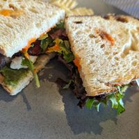 Sandwich with cream cheese at Buen Confidente in Merida