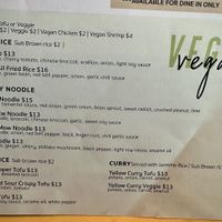 Vegan Menu  at Jetta Thai - Maybe closed in El Segundo