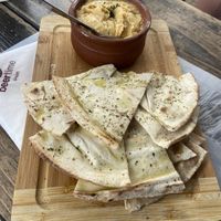 Homemade pita + hummus to share   at beertime in Athens