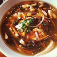 mushroom tofu carrot soup on rice at Formosa Delight in Dunedin