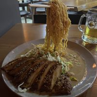 Flying Singapore, vegetables, peanut-herbsauce, saitan duck  at Umi Vegan in Berlin