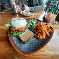 Banh Burger (Gyoza in the background) at Umi Vegan in Berlin