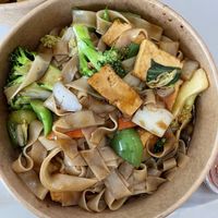 Pad See Ew made with vegan sauce and Tofu (extra charge )  at Thai Express in Mississauga