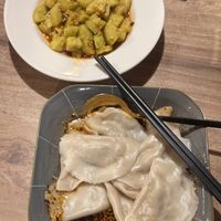 vegan dumplings and cucumber salad   at Gemini Dumplings & Noodles Restaurant in Koh Tao