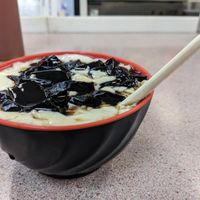 Soy milk with grass jelly and soy pudding at Excellent Tofu & Snacks in Richmond