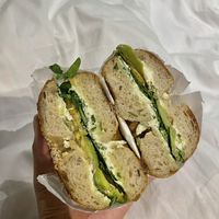 avocado, rocket & cream cheese bagel  at The Bagel in Koh Samui