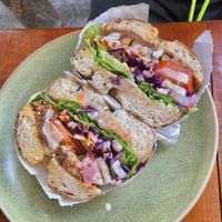 pulled jackfruit & rainbow veggie bagel  at The Bagel in Koh Samui