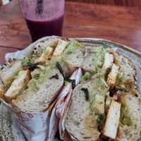Three b smoothie and miso tofu bagel 🥯 at The Bagel in Koh Samui