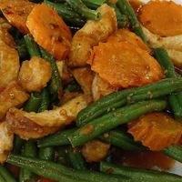 String beans and tofu in spicy garlic sauce. at Veggie Today in Concord