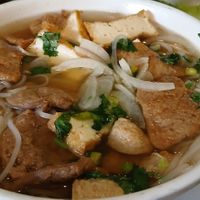 Assorted meats noodle pho with onions, bean sprouts, basil and jalapeño. at Veggie Today in Concord