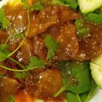 Caramelized vegan chicken - good flavor and nice chewy texture. Would have liked more spinach. at Veggie Today in Concord