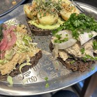 Hummus, potato and mushroom versions  at Rørt in Copenhagen