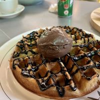 Waffle with ice cream   at nomVnom Cafe in Johor Bahru