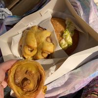 Pastel de nata with cinnamon, Nutella bread, lime donut   at Gupi Vegan Pastry - Pop Up in Lisbon