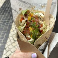 Mushroom wrap! Very messy to eat but tasty 🍄   at Gupi Vegan Pastry - Pop Up in Lisbon