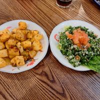 Taboule and patatas at STN - Comptoir Libanais in Stansted